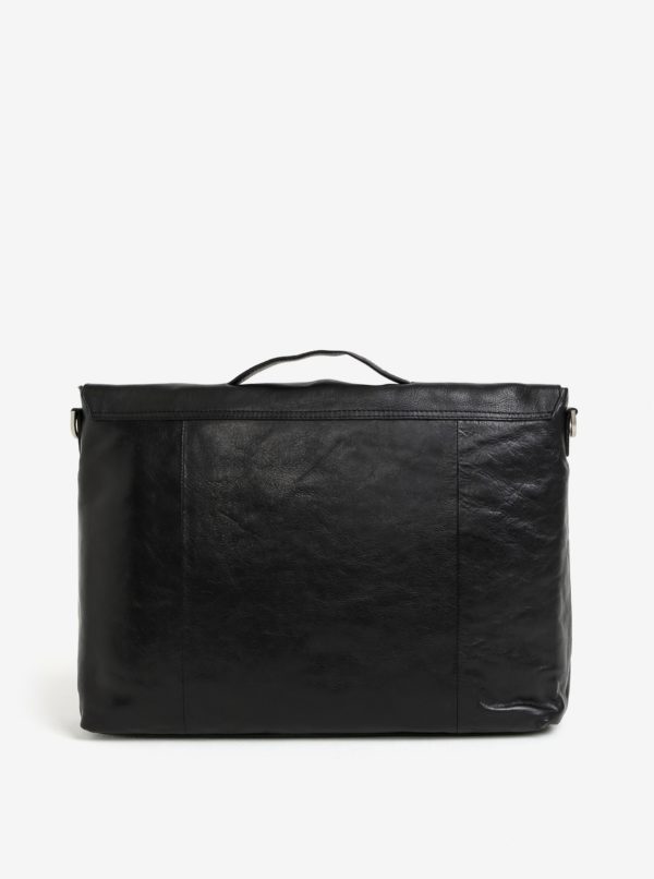 Čierna pánska kožená taška na notebook Royal RepubliQ Essential