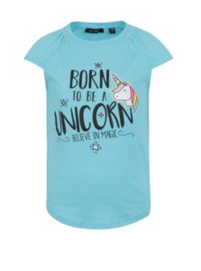 Svetlomodré dievčenské tričko s potlačou jednorožca Blue Seven
