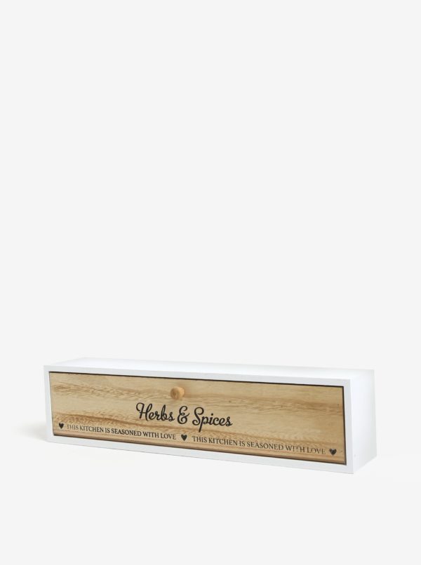 Biely drevený úložný box na korenie SIFCON