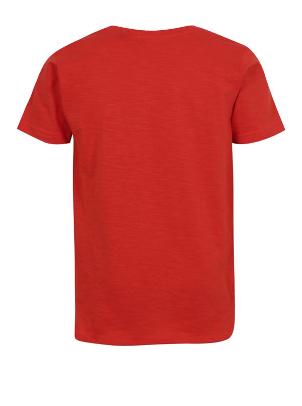 Červené chlapčenské tričko s okrúhlym spodným lemom a potlačou Blue Seven