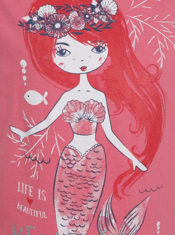Ružové dievčenské tričko s potlačou morskej panny Blue Seven