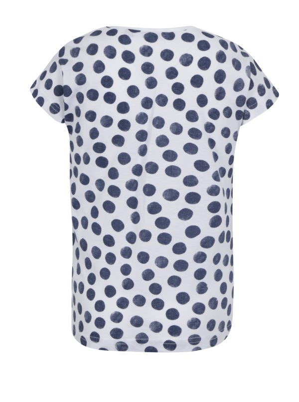Modro-biele dievčenské bodkované tričko s potlačou Blue Seven