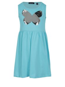 Tyrkysové dievčenské šaty s magickými flitrami Blue Seven