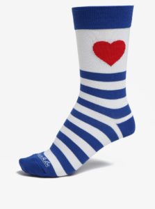 Modro-biele pruhované unisex ponožky Fusakle Zamilovaný námorník