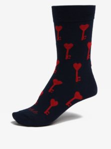Tmavomodré vzorované unisex ponožky Fusakle Zamilovaný zámočník