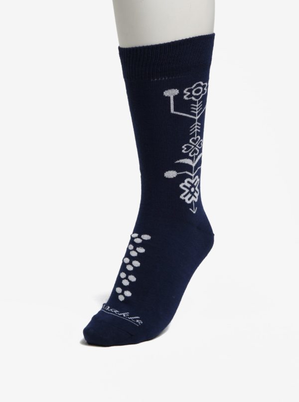Modro-biele vzorované unisex ponožky Fusakle Modrotlač