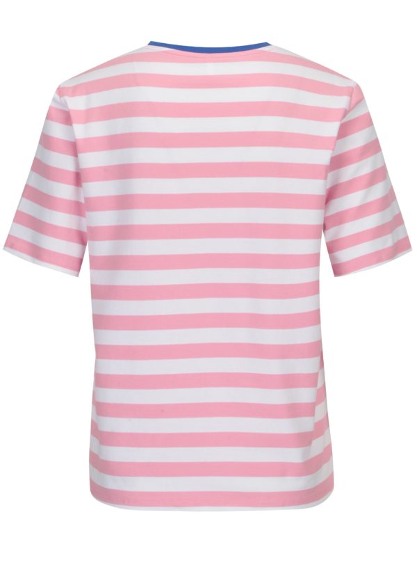 Bielo-ružové pruhované voľné tričko ONLY Live Love