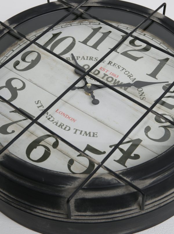 Tmavosivé kovové nástenné hodiny Kaemingk