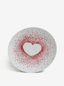 Krémový porcelánový bodkovaný tanier s motívom srdca Kaemingk