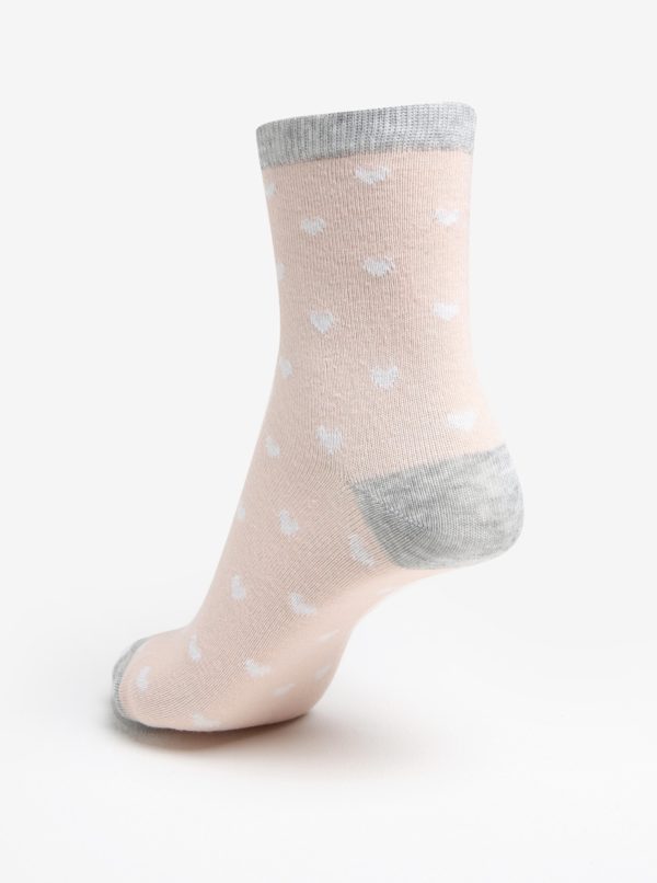 Súprava troch párov dievčenských vzorovaný ponožiek v sivo-marhuľovej farbe 5.10.15.