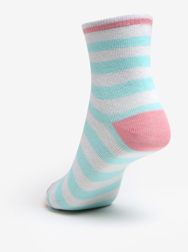 Súprava troch párov dievčenských vzorovaných ponožiek v ružovej a bielej farbe 5.10.15.