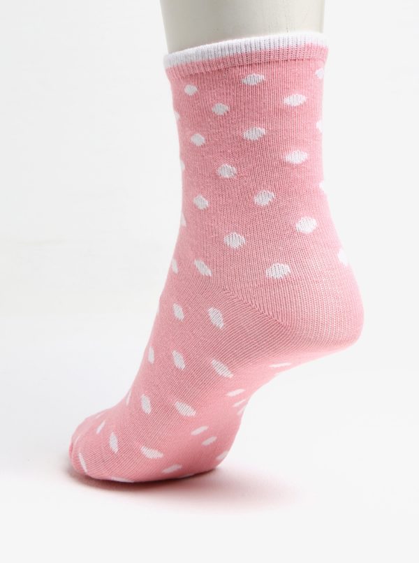 Súprava troch párov dievčenských vzorovaných ponožiek v ružovej a bielej farbe 5.10.15.