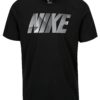 Čierne pánske funkčné tričko so sivou potlačou Nike