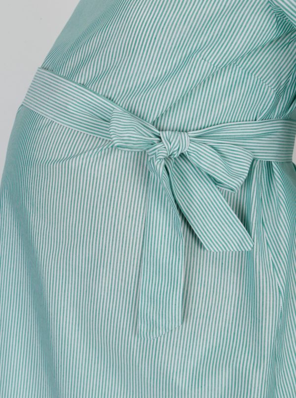 Zeleno–biele pruhované tehotenský šaty s opaskom Mama.licious Nelia