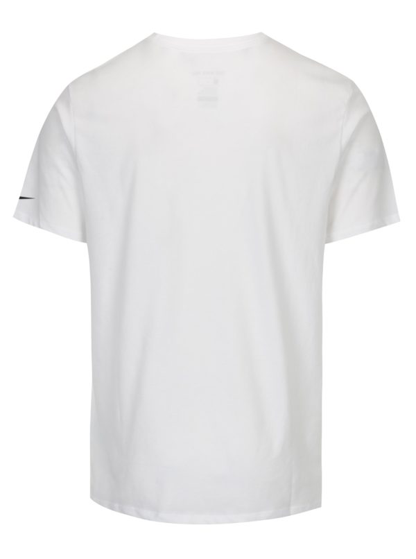 Biele pánske funkčné tričko s čiernou potlačou Nike