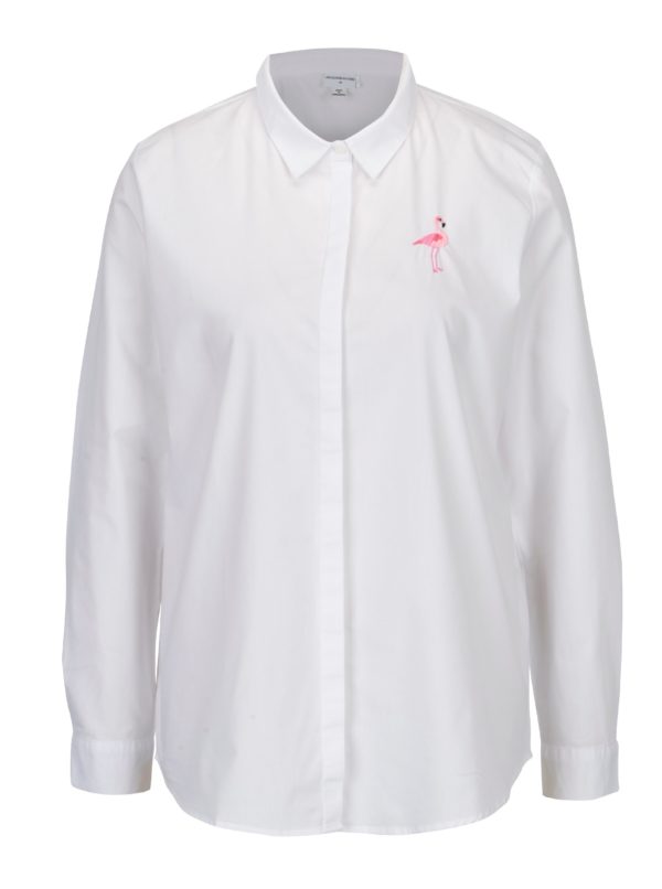 Biela košeľa s výšivkou plameniaka Jacqueline de Yong Shanice