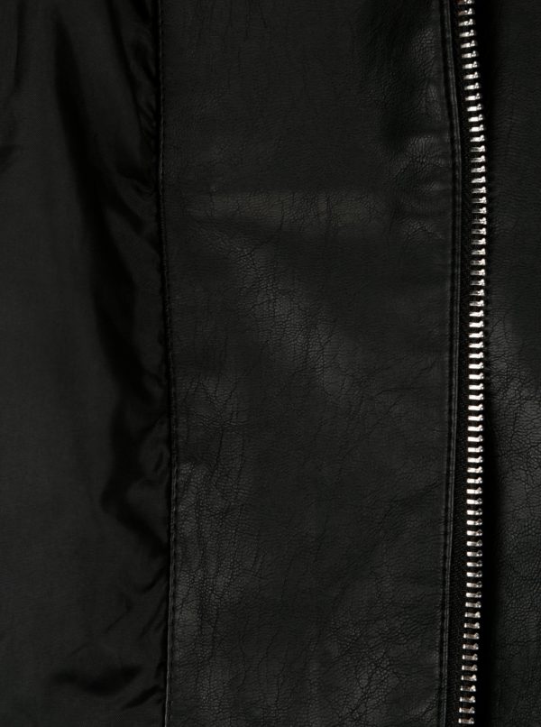Čierna koženková bunda Dorothy Perkins Petite