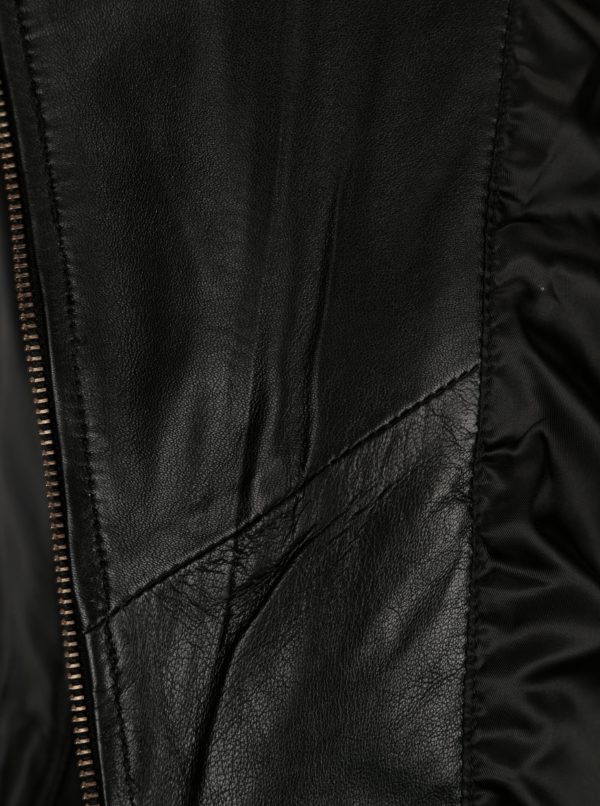 Čierna kožená bunda s asymetrickým zipsom VILA Tully