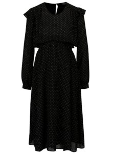 Čierne bodkované šaty s volánmi Dorothy Perkins Maternity