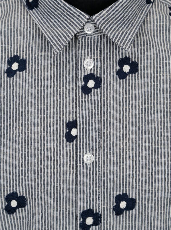 Krémovo-modrá pruhovaná košeľa s výšivkou SUIT Ralph
