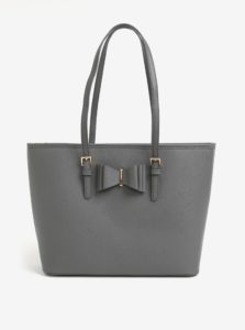 Sivá kabelka s mašľou a detailmi v zlatej farbe LYDC
