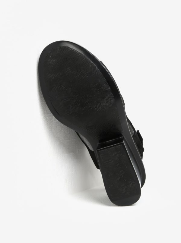 Čierne semišové sandále na podpätku Camper Ivy