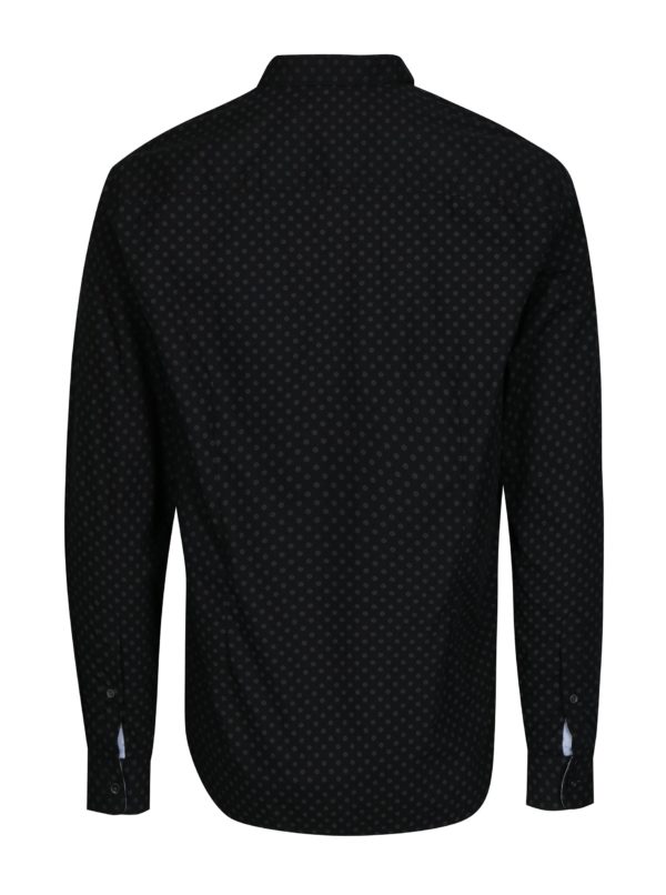 Čierna vzorovaná pánska slim fit košeľa s.Oliver