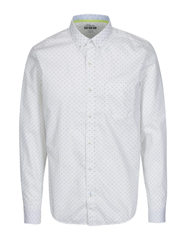 Biela vzorovaná pánska slim fit košeľa s.Oliver
