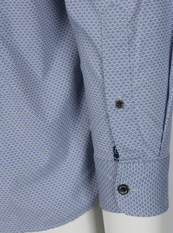 Modrá pánska vzorovaná slim fit košeľa s náprsným vreckom s.Oliver