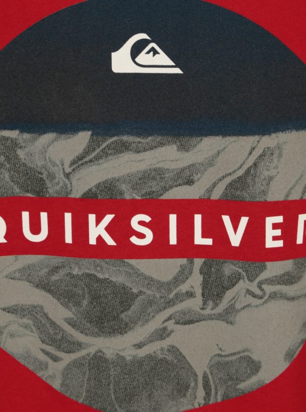 Sivo-červené pánske regular fit tričko s potlačou Quiksilver