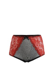 Čierno-červené čipkované nohavičky s vysokým pásom Eden Lingerie