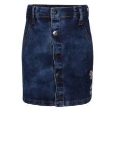 Modrá rifľová dievčenská sukňa s výšivkou a aplikáciou small rags Gerda