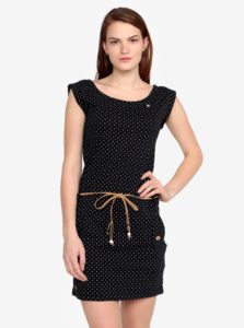 Čierne bodkované šaty s opaskom Ragwear Tag Dots
