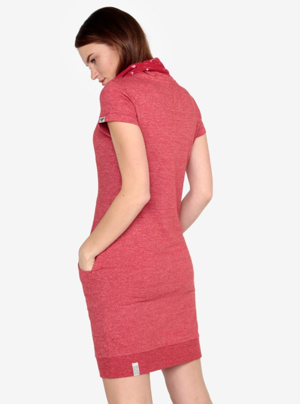 Červené melírované šaty s vysokým golierom Ragwear Dita
