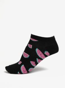 Čierne dámske členkové ponožky s potlačou melónov Happy Socks Watermelon