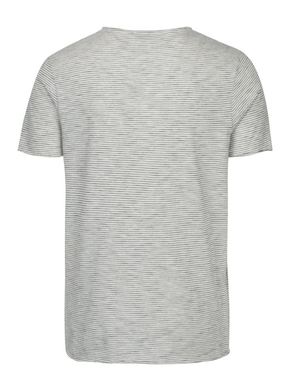 Krémové pruhované tričko Selected Homme Newmerce
