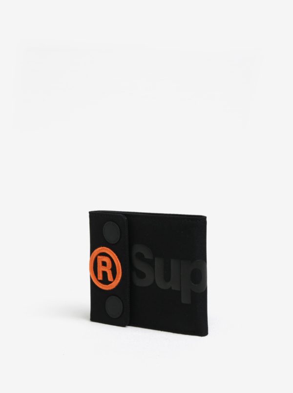 Čierna peňaženka s potlačou a nášivkou Superdry Wallet