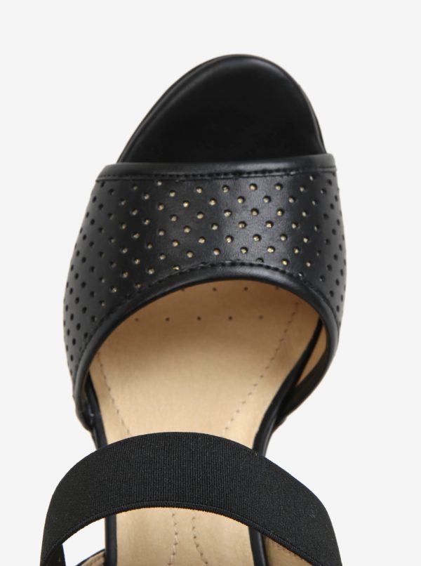 Čierne dámske kožené sandále na podpätku Geox Jadalis
