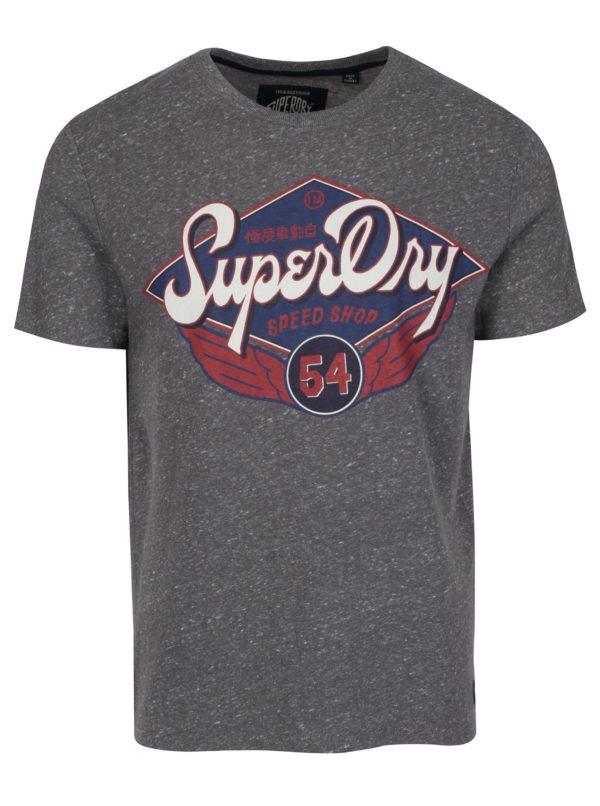 Sivé melírované tričko s potlačou Superdry Real