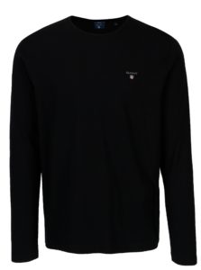 Čierne pánske regular tričko s dlhým rukávom GANT