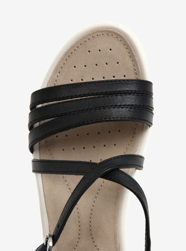 Čierne dámske kožené sandále Geox Sand.Vega