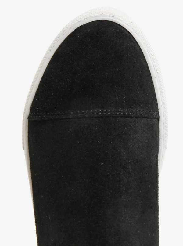 Čierne semišové chelsea topánky na platforme OJJU UVE-TXB