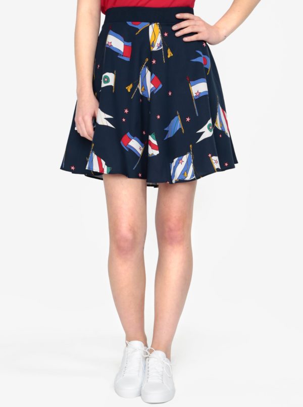 Tmavomodrá vzorovaná sukňa Tommy Hilfiger