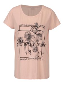 Ružové voľné tričko s potlačou Jacqueline de Yong New Sky