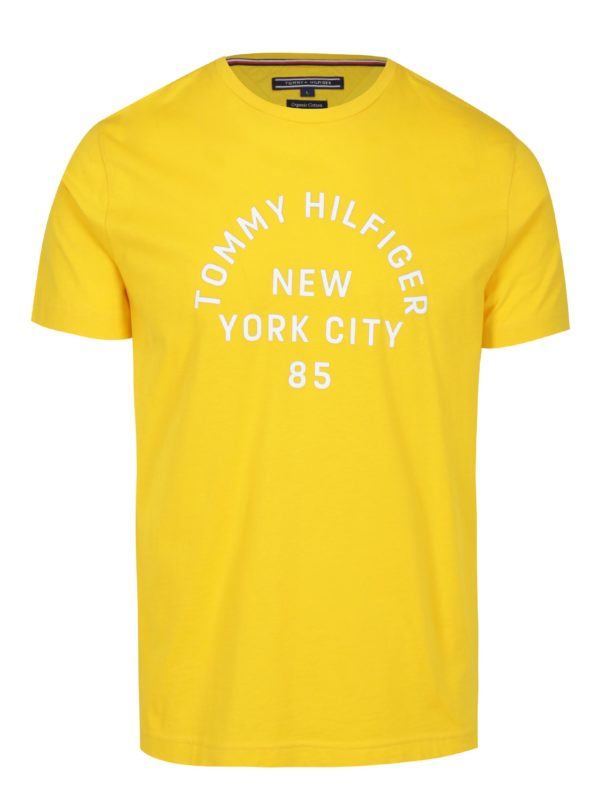 Žlté pánske tričko s potlačou Tommy Hilfiger