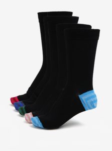 Súprava piatich párov čiernych ponožiek s farebnou pätou a špičkou Burton Menswear London