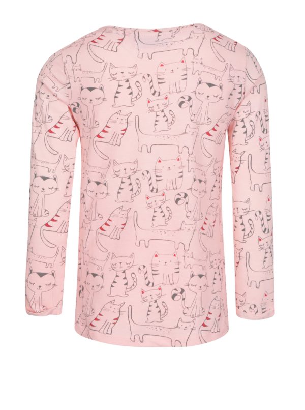 Ružové dievčenské tričko s dlhým rukávom a potlačou 5.10.15.
