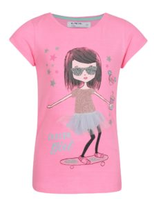 Ružové dievčenské tričko s ligotavou potlačou 5.10.15.