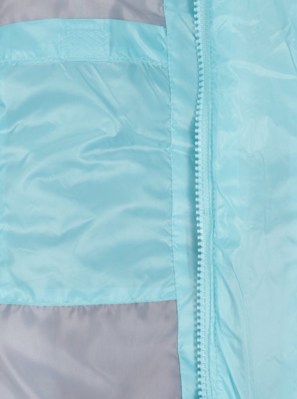 Tyrkysová dievčenská prešívaná vodovzdorná bunda s potlačou 5.10.15.