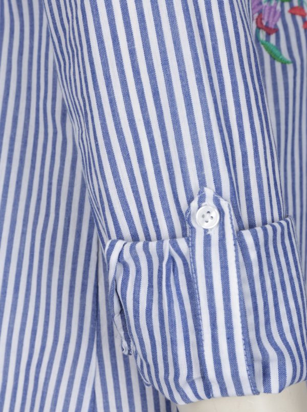 Modro-biela pruhovaná košeľa s výšivkami Dorothy Perkins